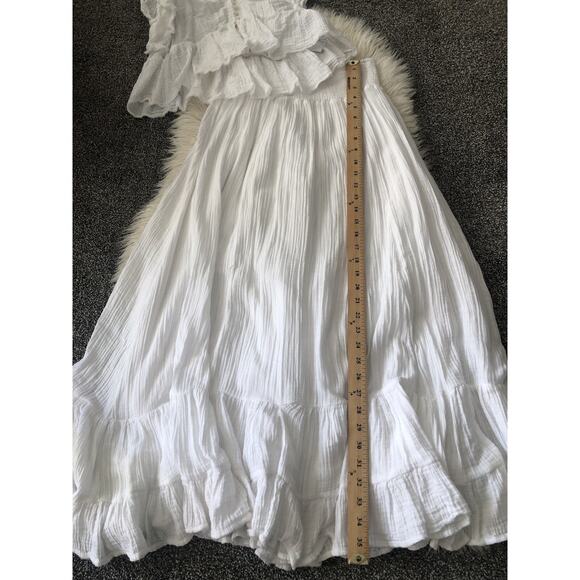 American Eagle White Two Piece Crop Top Maxi Skirt Matching Set Size Small H1 - Picture 2 of 11